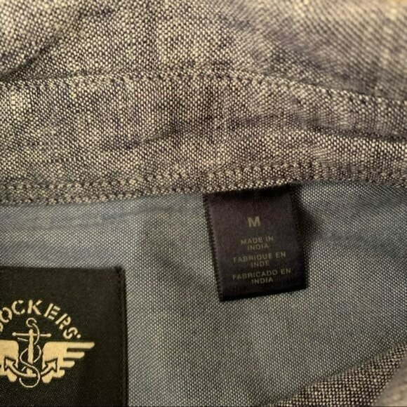 Dockers men’s denim blue long sleeve button up shirt regular fit - M - Picture 6 of 12